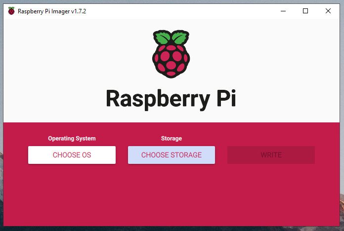 Raspberry Pi Imager - Startscreen